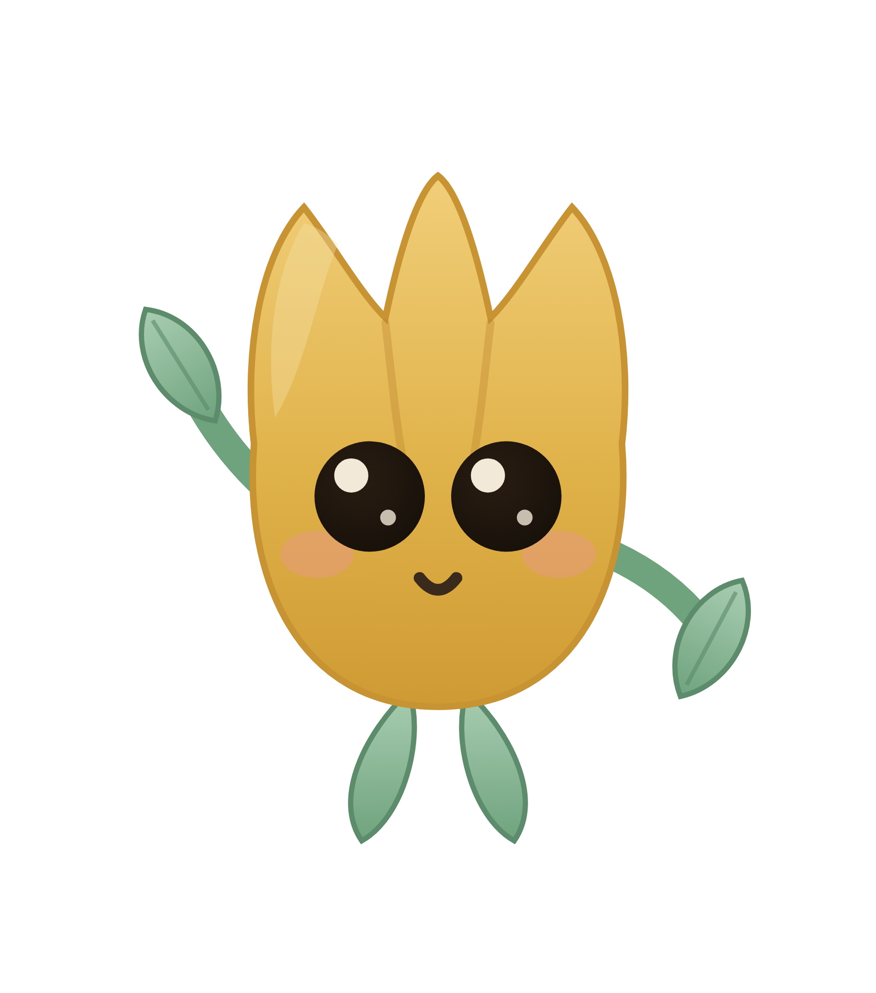 Blossom, the tulip mascot, waving