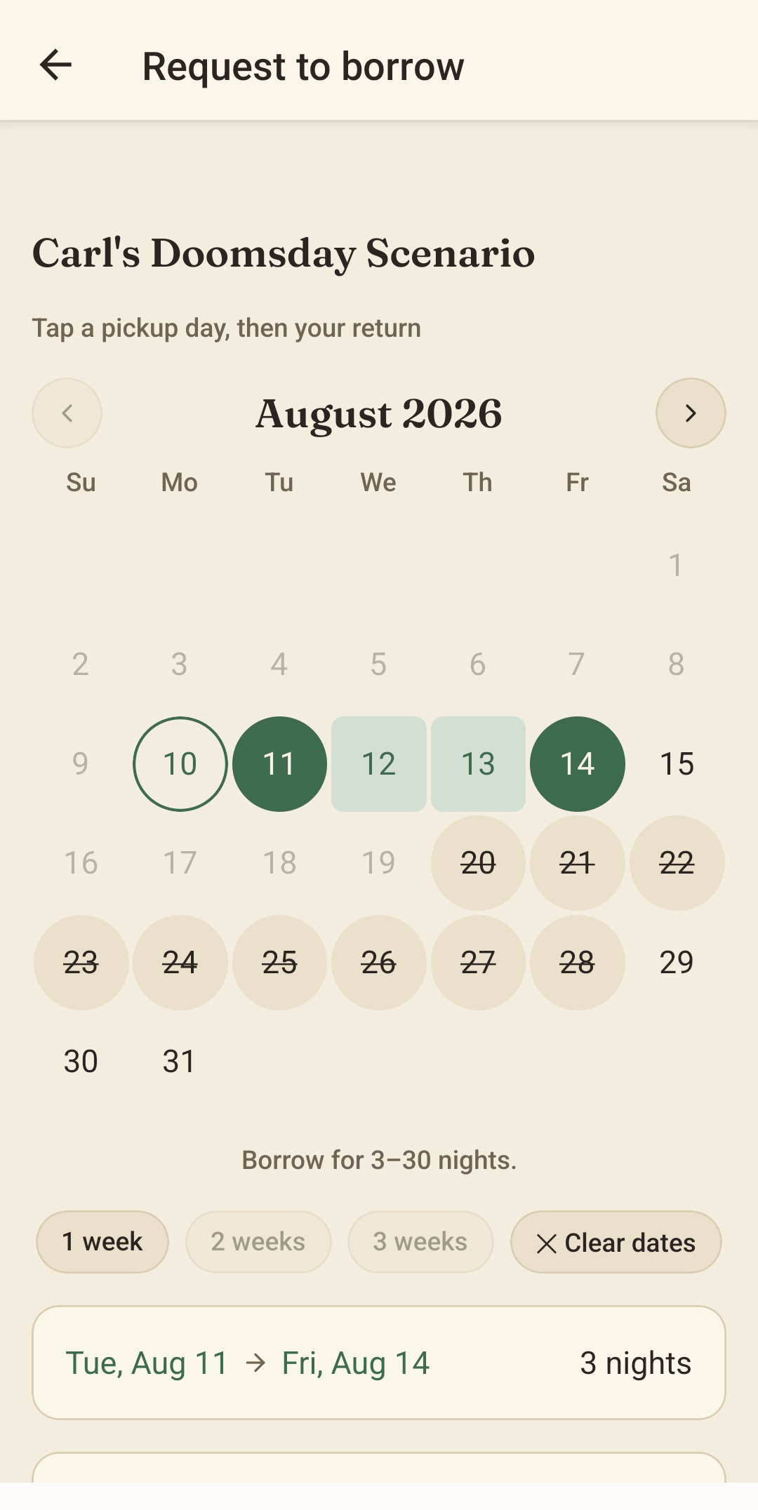 Reserve the exact days