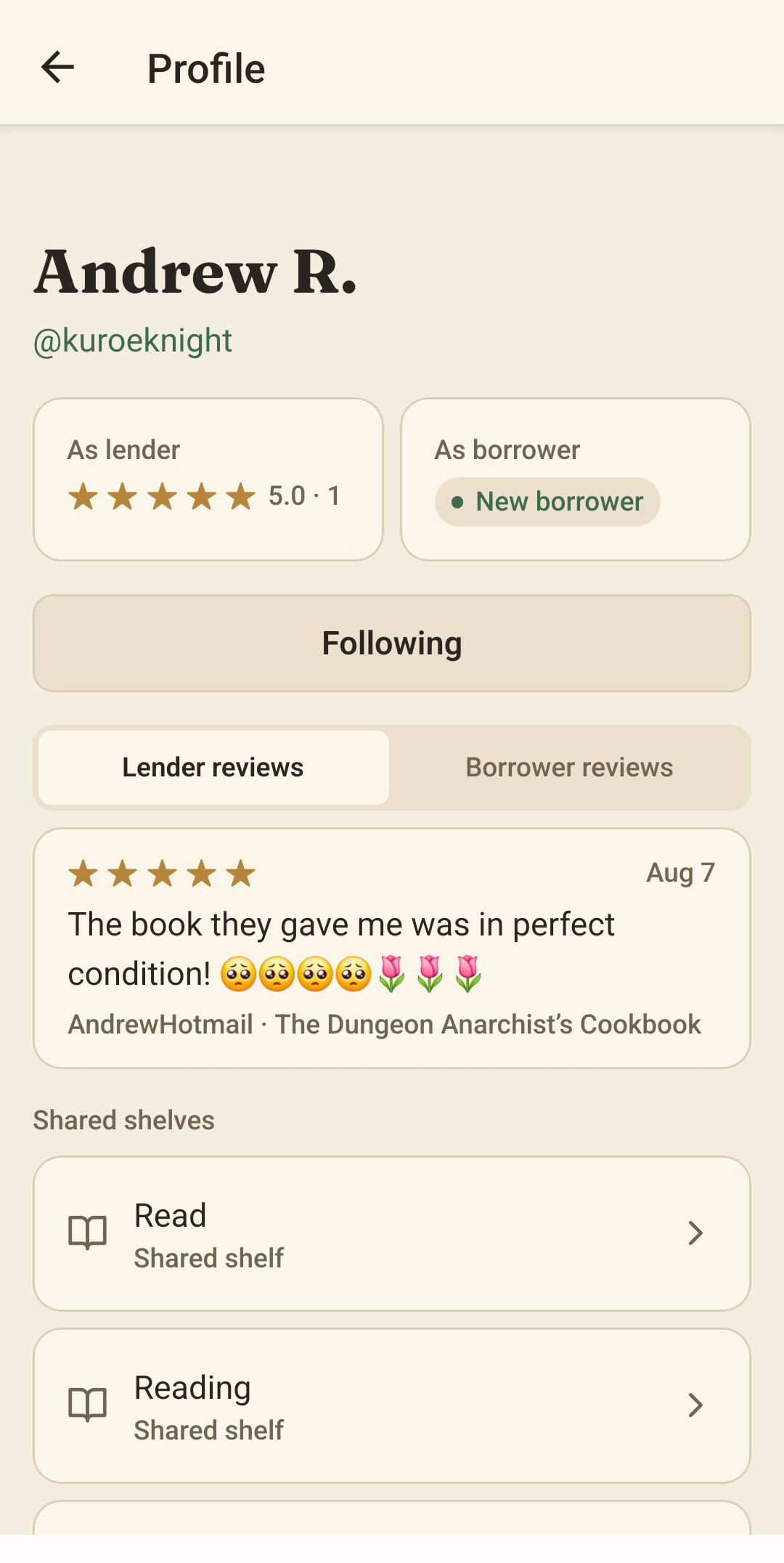 Honest, two-way ratings